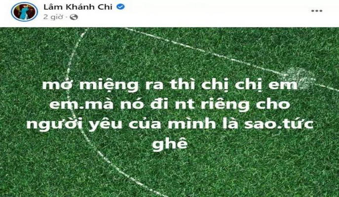 Lâm Khánh Chi đánh dấu chủ quyền với người yêu trong bài đăng mới nhất Dòng trạng thái trên trang cá nhân của Lâm Khánh Chi