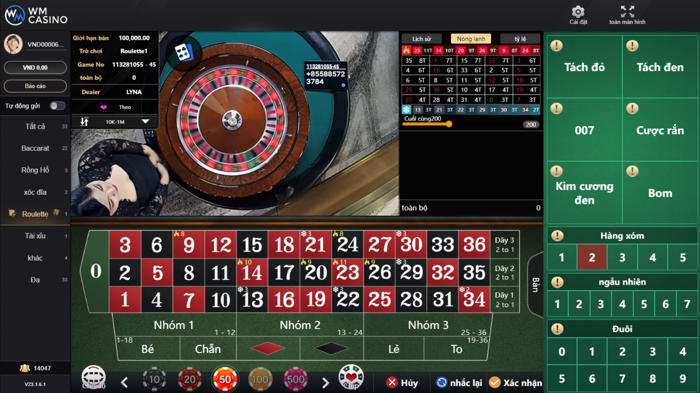 Trò chơi Roulette tại sảnh Casino WM của Bsports Trò chơi Roulette tại sảnh Casino WM của Bsports
