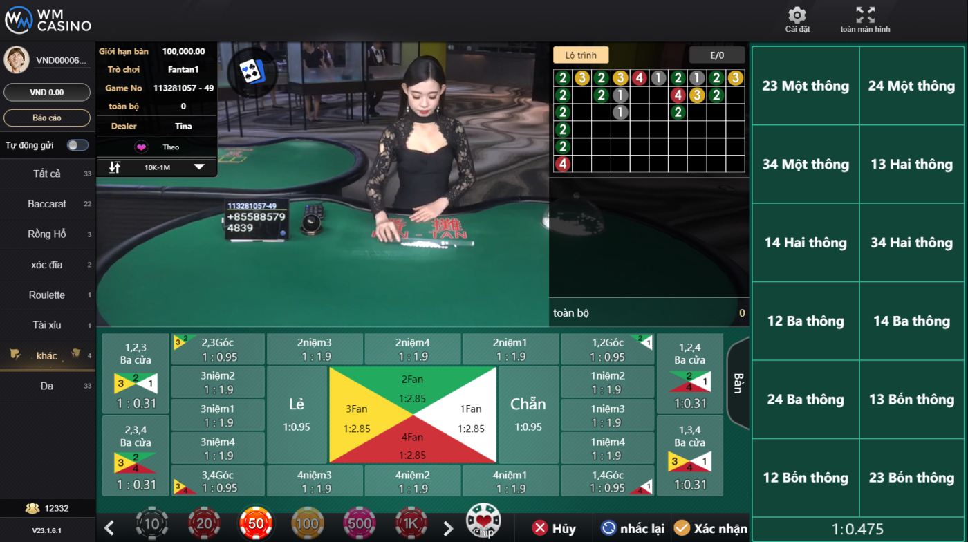Trò chơi Fantan tại sảnh Casino WM của Bsports Trò chơi Fantan tại sảnh Casino WM của Bsports