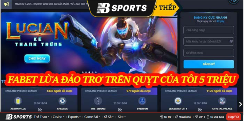 Fabet lừa đảo chiếm đoạt 5 triệu Fabet lừa đảo chiếm đoạt 5 triệu