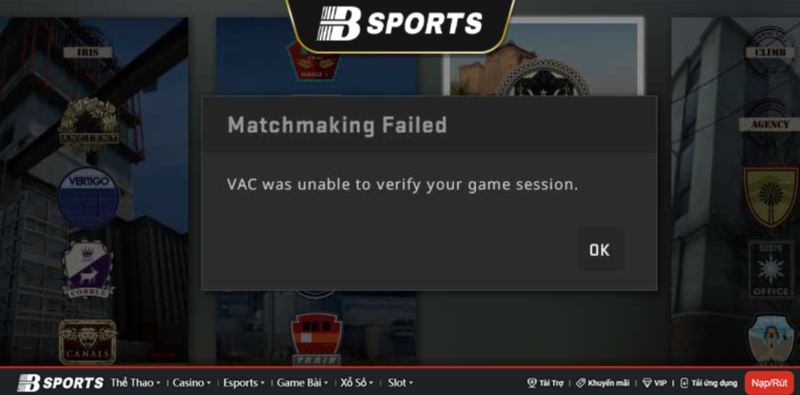 Hình ảnh lỗi "VAC unable to verify" siêu khó chịu
