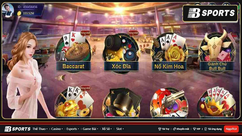 Sảnh cá cược đa dạng tại casino V8