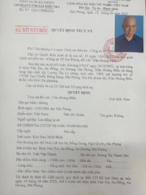 Lệnh truy nã đối tượng Trần Hoàng Hiếu đã được phát đi