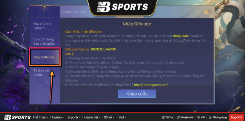 Nhập code Liên Quân trực tiếp trong ứng dụng Nhập code Liên Quân trực tiếp trong ứng dụng