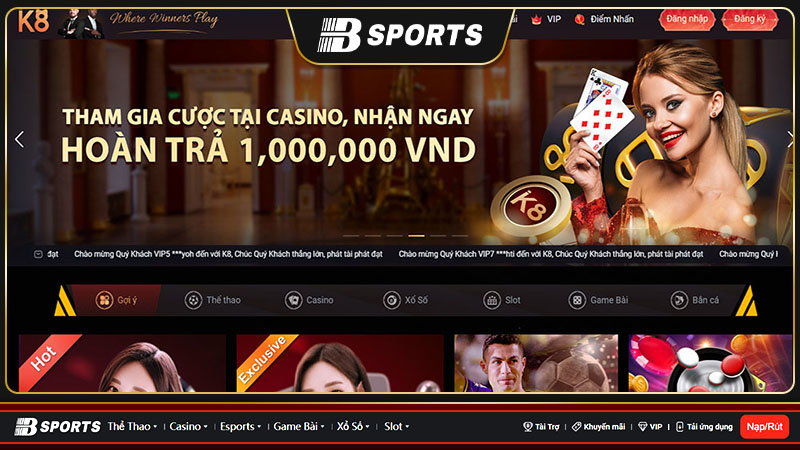K8 game casino đang phát triển rất mạnh mẽ và thu hút được nhiều người chơi