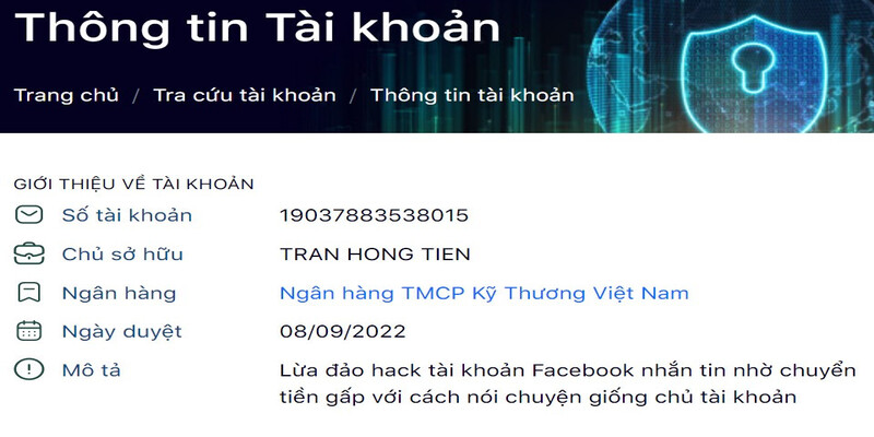 Cập nhật thông tin mới nhất về tài khoản nhận tiền của đối tượng lừa đảo phụ huynh Cập nhật thông tin mới nhất về tài khoản nhận tiền của đối tượng lừa đảo phụ huynh