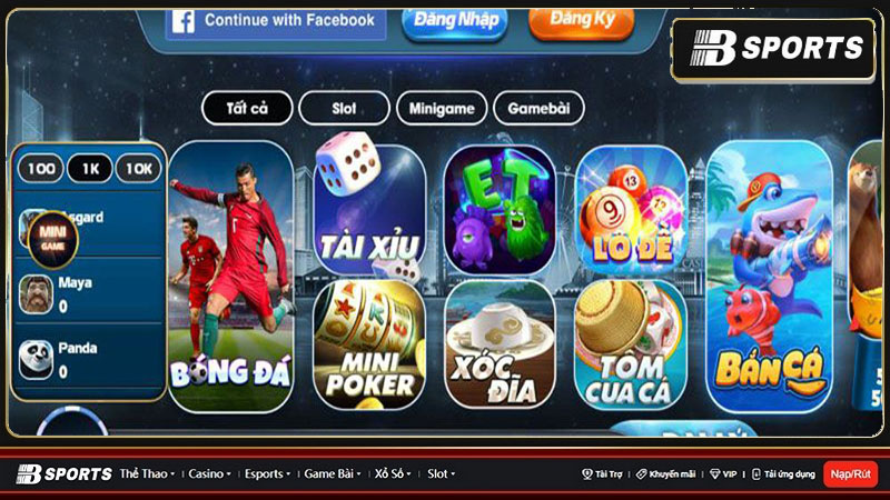 Nhà cái có sự đa dạng các tựa game giải trí chất lượng và uy tín